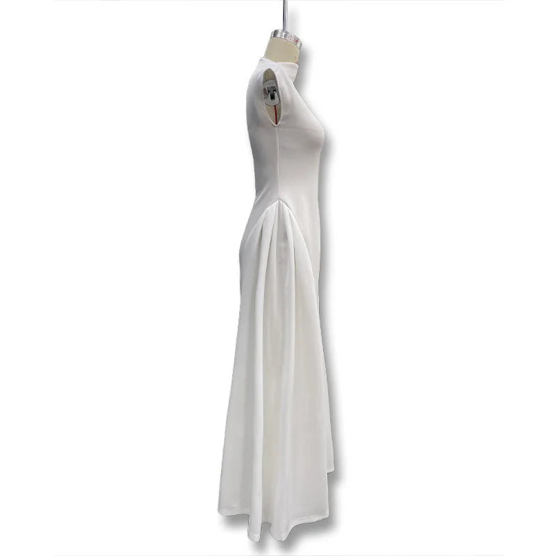 Women's Polyester Sleeveless Solid A-Line Prom & Party Dress