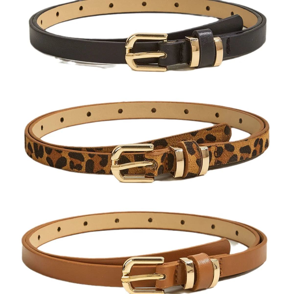 Women's Fashion Faux Leather Waist Belt — Solid Slim Strap for Dresses