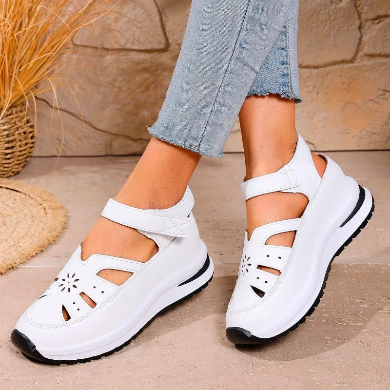 Women's Closed Toe Wedge Sandals — Buckle Strap Office & Career Summer Shoes