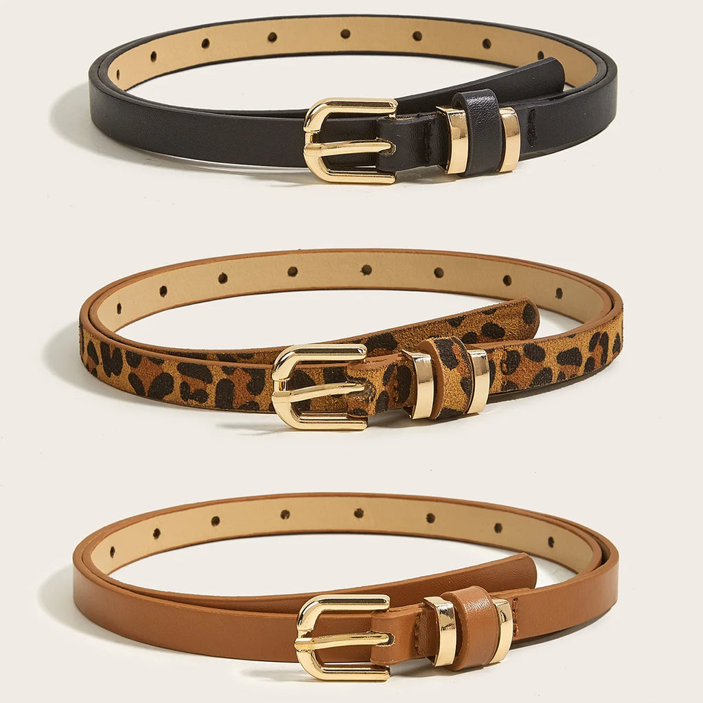 Women's Fashion Faux Leather Waist Belt — Solid Slim Strap for Dresses