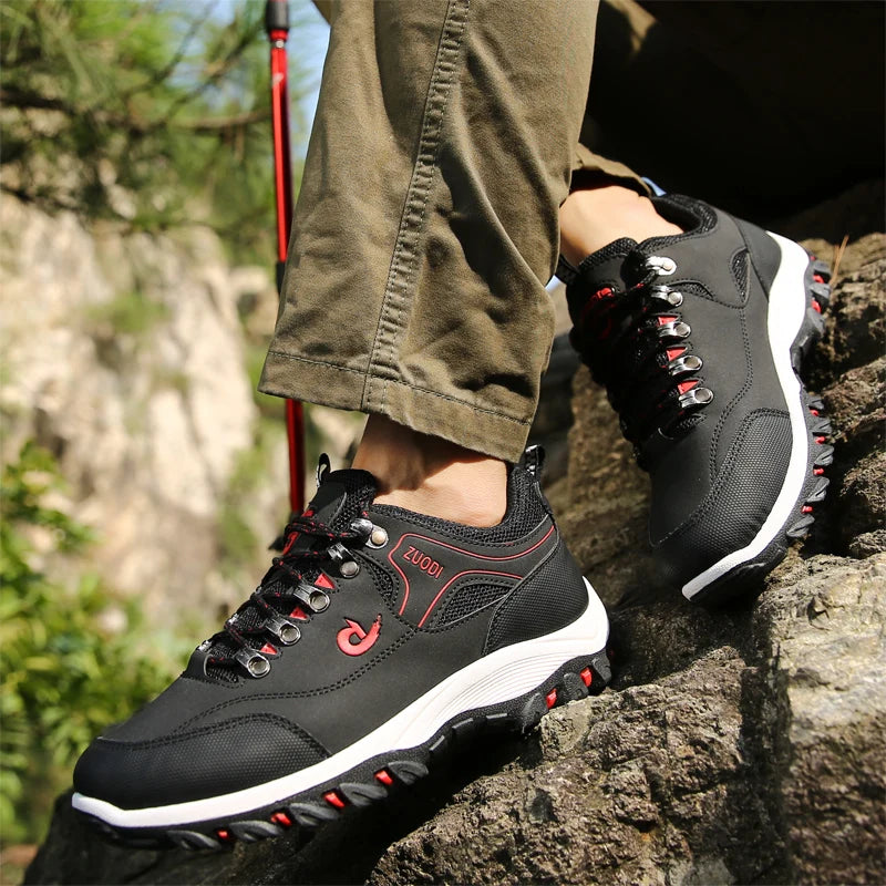 Men's Leather Casual Sport Sneakers — Lightweight Walking Shoes