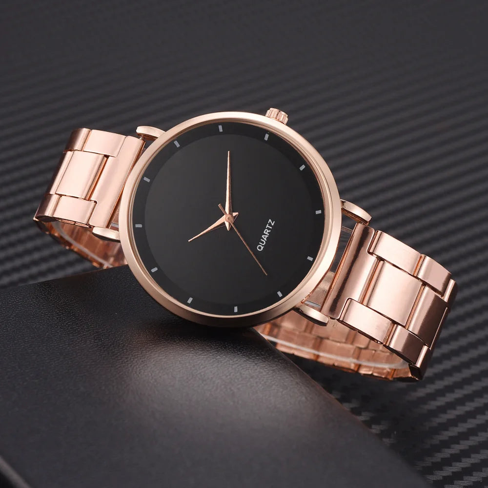 Women's Rose Gold Fashion Quartz Watch — Stainless Steel Business Wristwatch