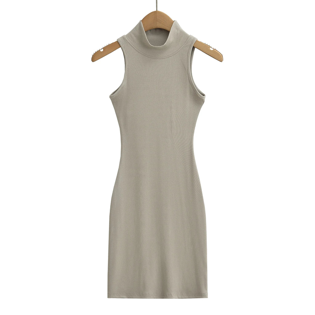 Women's Turtleneck Knit Bodycon Ankle-Length Maxi Dress