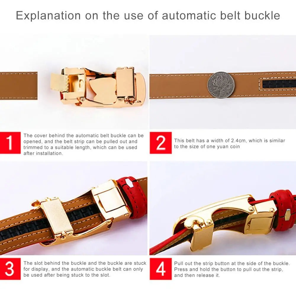 Women's Luxury Genuine Leather Belt — Automatic Buckle Waistband (105 cm)