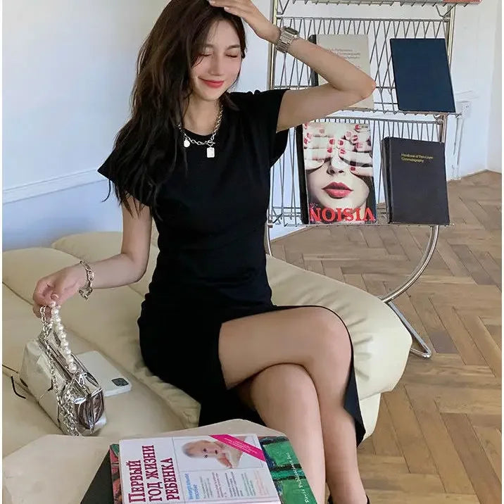 Women's Casual Y2K Asymmetrical Cotton Midi Dress