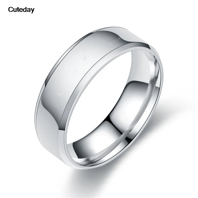 Men's Stainless Steel Band Rings — Black, Gold & Silver Simple Wedding Bands (US Sizes 6–13)