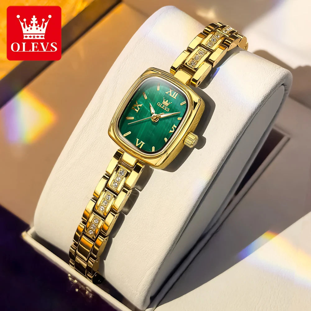 OLEVS Women's Luxury Square Bracelet Luminous Waterproof Quartz Dress Watch