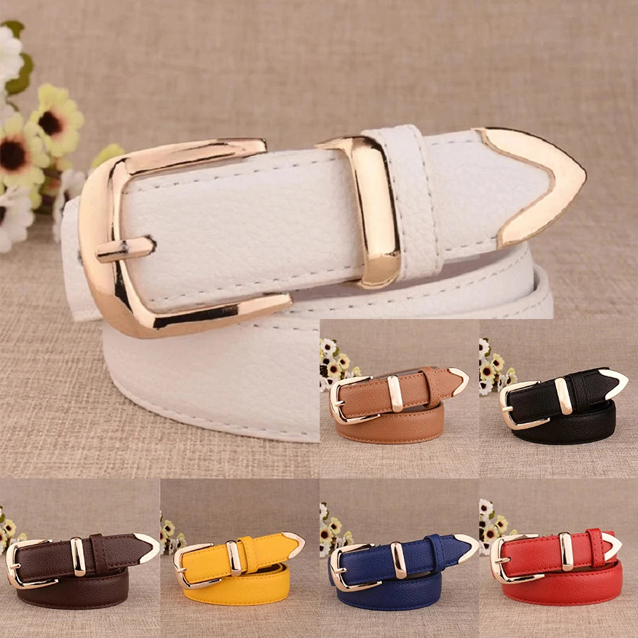 Women's Vintage Pin Buckle PU Leather Trouser Belt — Solid Casual Waistband