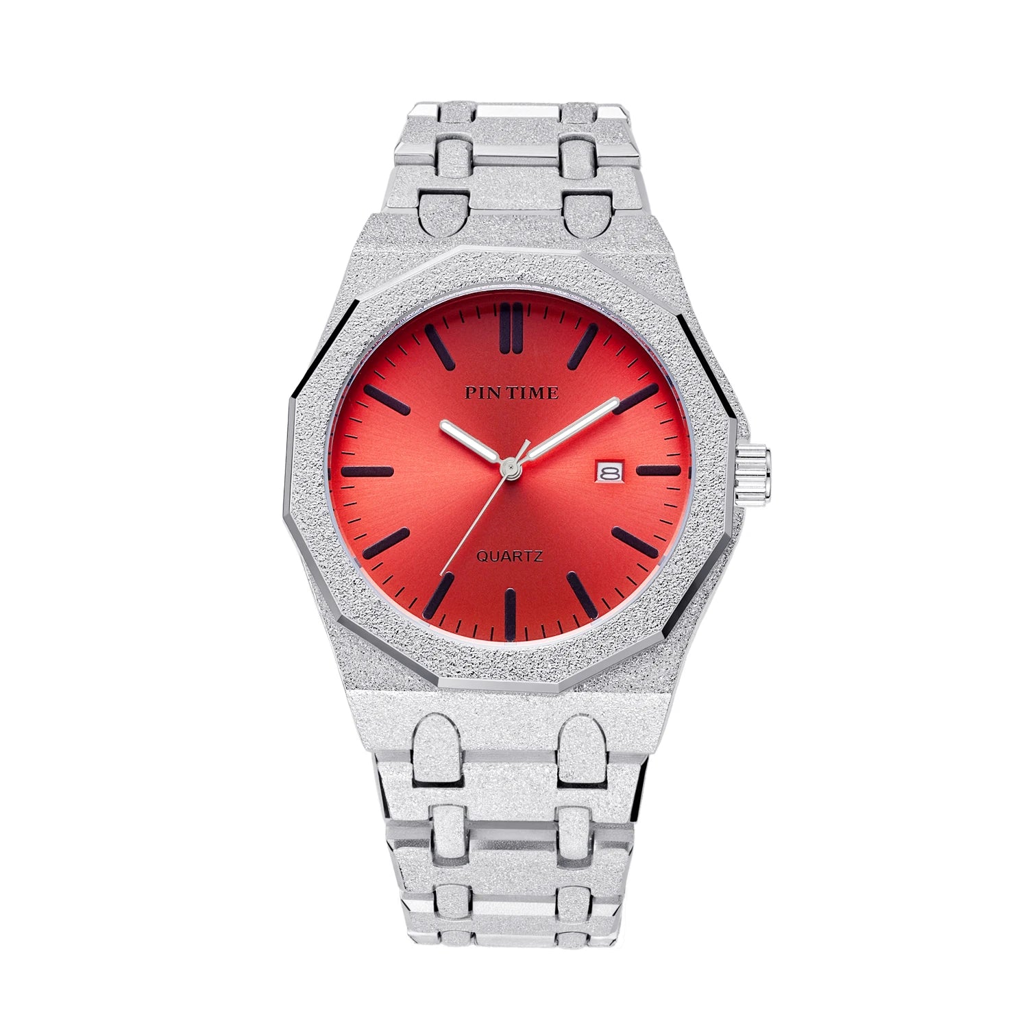 Men's 12-Sided Multicolour Quartz Watch — Auto Date Alloy Bracelet Wristwatch