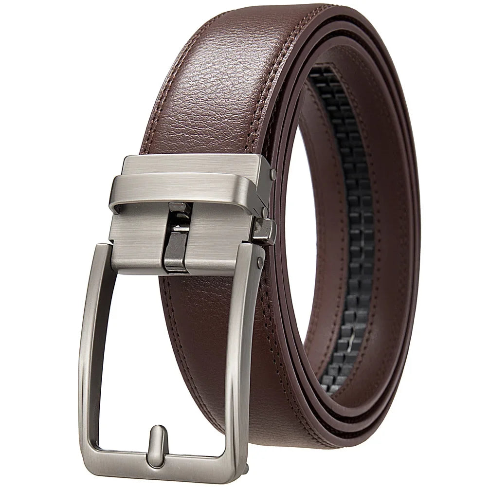 Men's Genuine Leather Belt — Automatic Buckle Luxury Designer Jeans Waistband