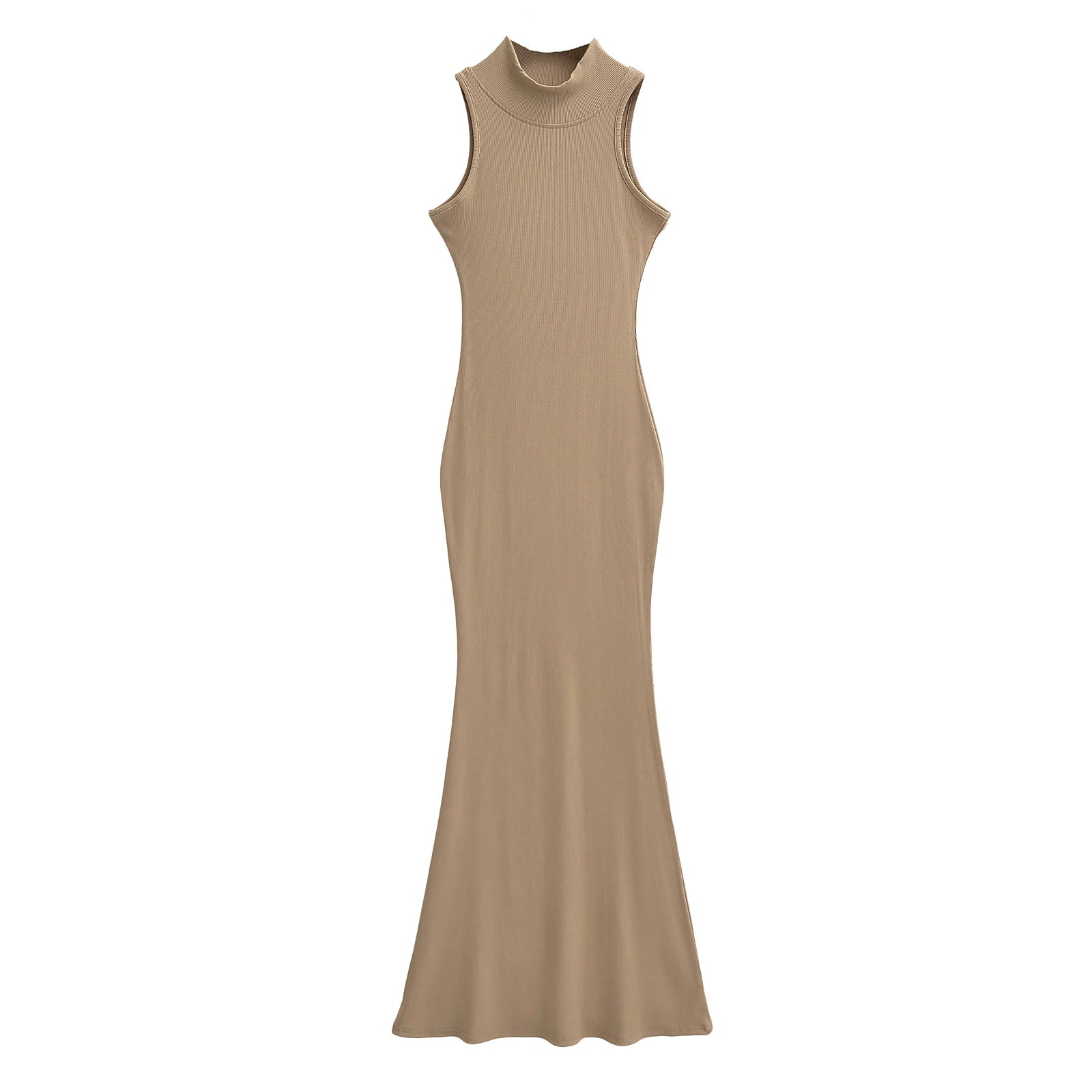 Women's Turtleneck Knit Bodycon Ankle-Length Maxi Dress
