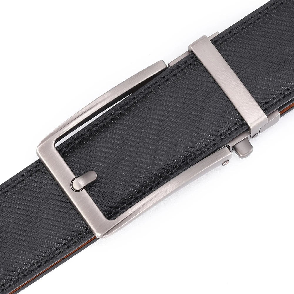 Men's Leather Belt — Automatic Buckle Carbon Fibre Pattern Luxury Strap