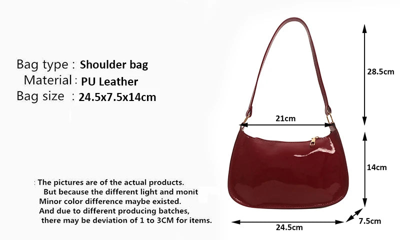 Women's PU Leather Shoulder Bag — Solid Colour Cherry Pendant Casual Underarm Bag