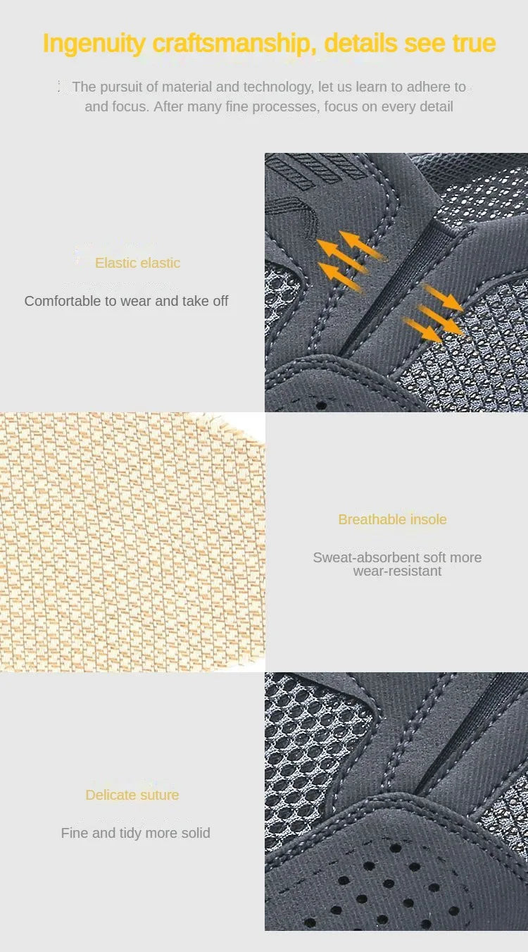 Men's Breathable Mesh Chunky Sole Sneakers — Lightweight Slip-On