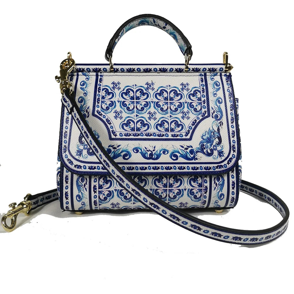 Women's Rose Leather Crossbody Tote Bag — Lady Shoulder Handbag in Yellow & More