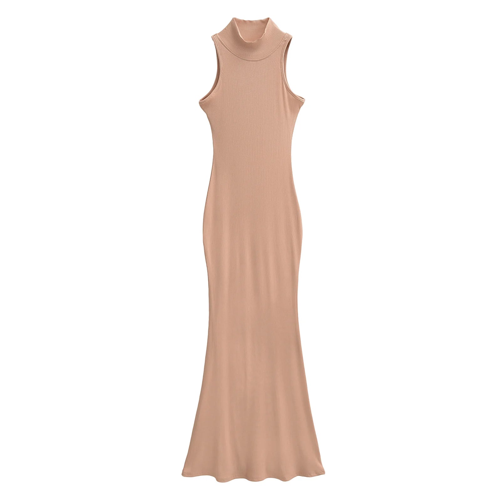 Women's Turtleneck Knit Bodycon Ankle-Length Maxi Dress