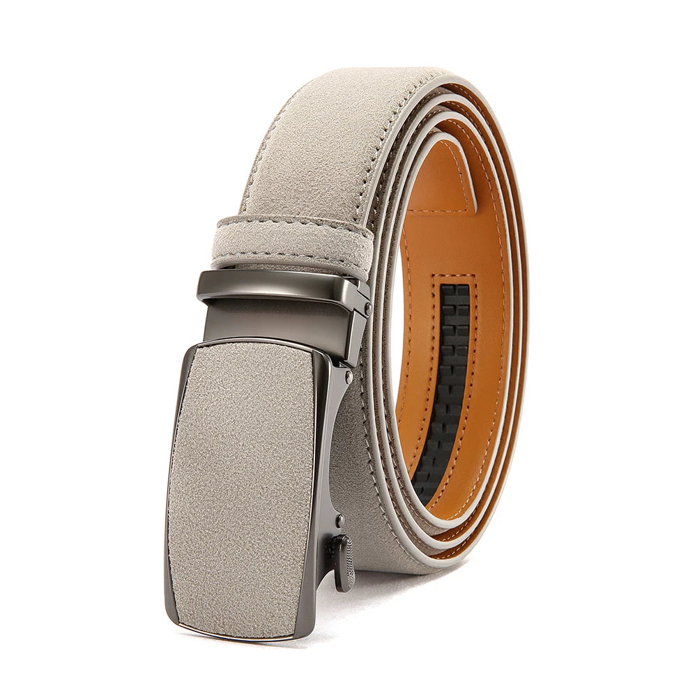 Men's Genuine Leather Belt — Automatic Buckle Adjustable Business Waistband (28–46")