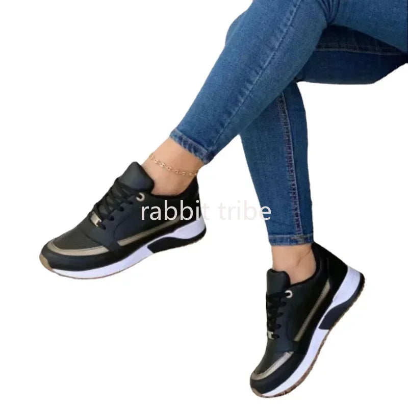 TrenLux Wear Women's Lace-Up Height-Increasing  Casual Sneakers TrenLux Wear