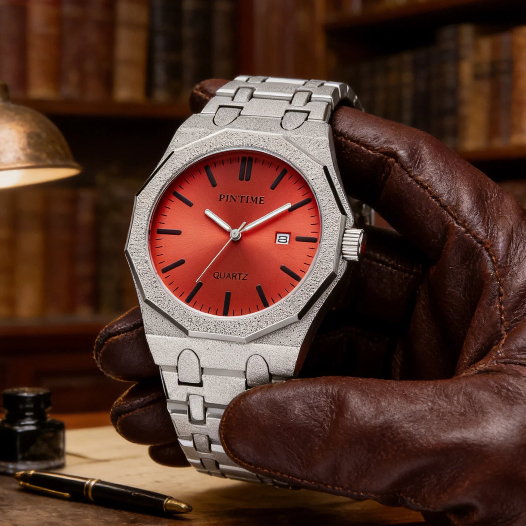 Men's 12-Sided Multicolour Quartz Watch — Auto Date Alloy Bracelet Wristwatch