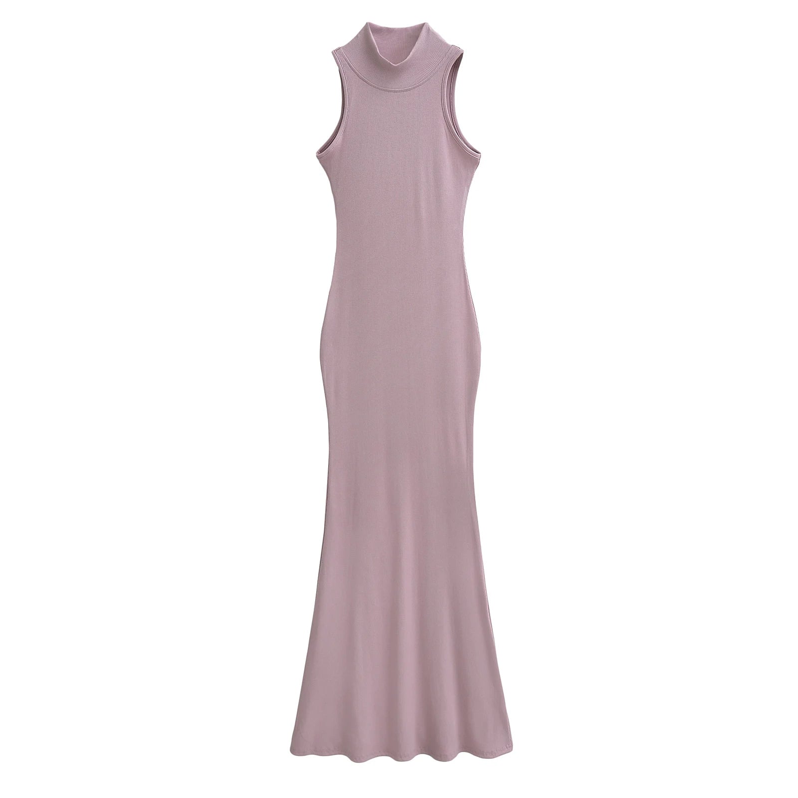 Women's Turtleneck Knit Bodycon Ankle-Length Maxi Dress