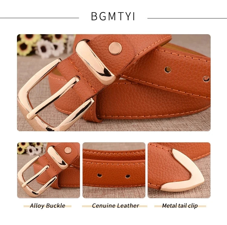 Women's Vintage Pin Buckle PU Leather Trouser Belt — Solid Casual Waistband