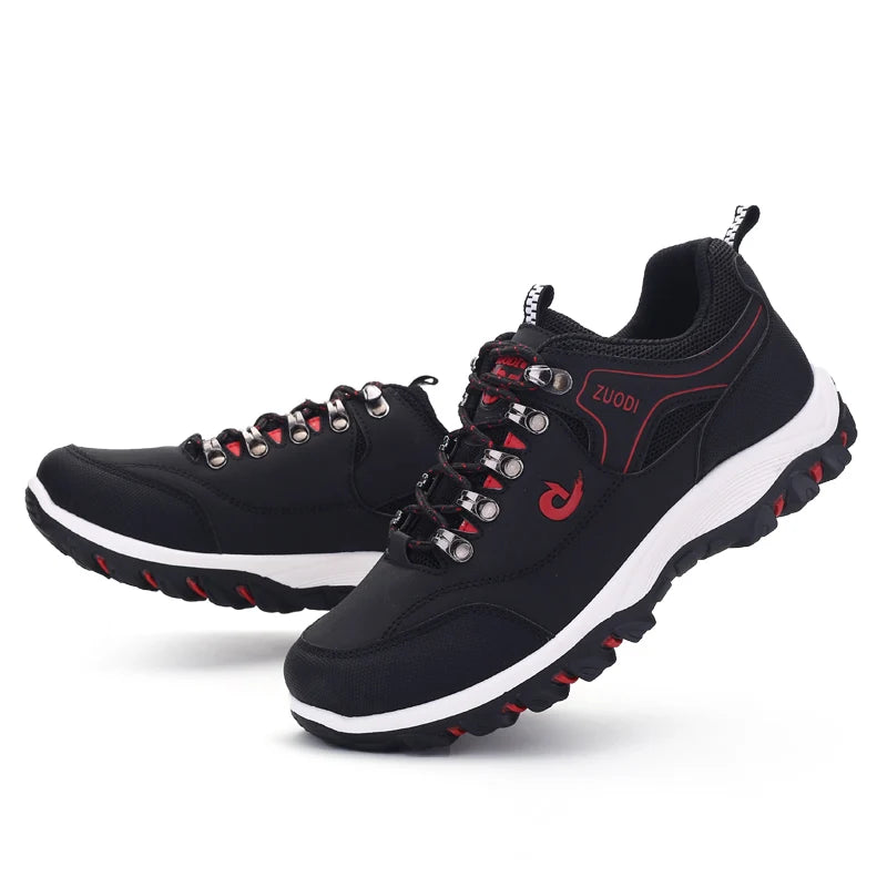 Men's Leather Casual Sport Sneakers — Lightweight Walking Shoes