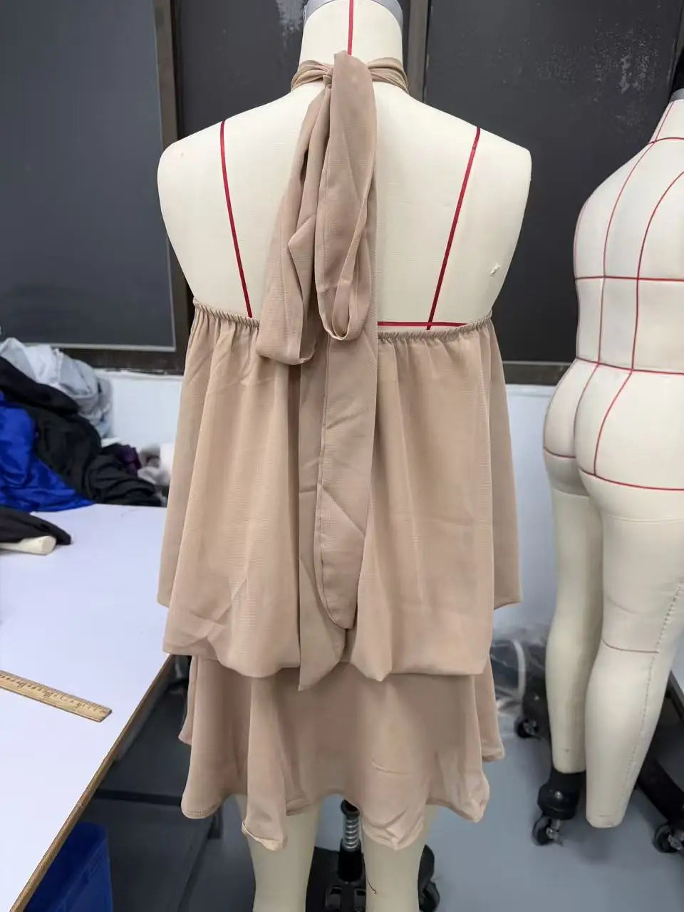 Women's Polyester Backless Slim-Fit A-Line Beach Dress