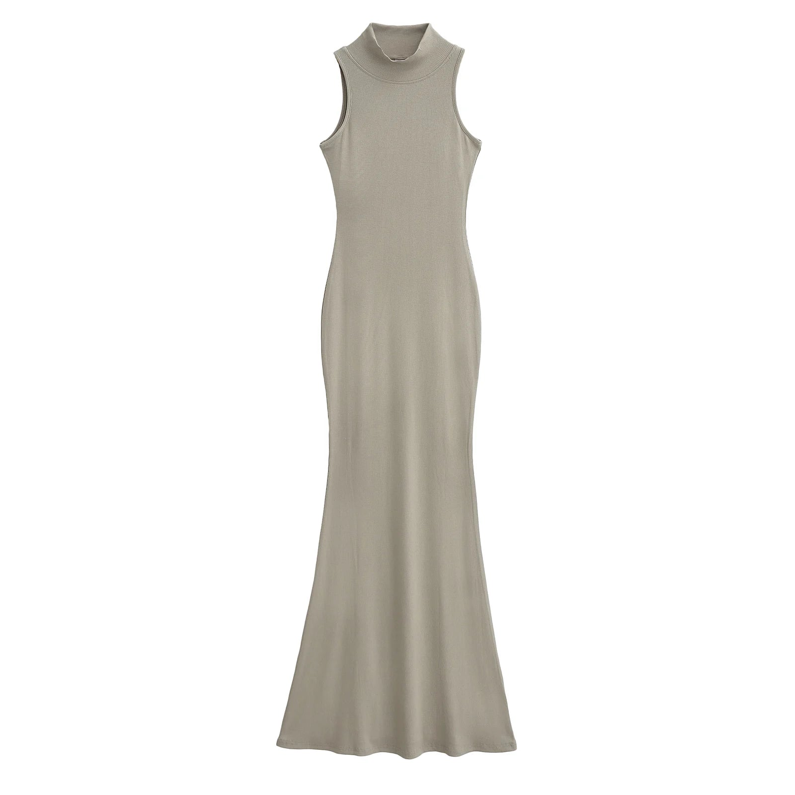 Women's Turtleneck Knit Bodycon Ankle-Length Maxi Dress