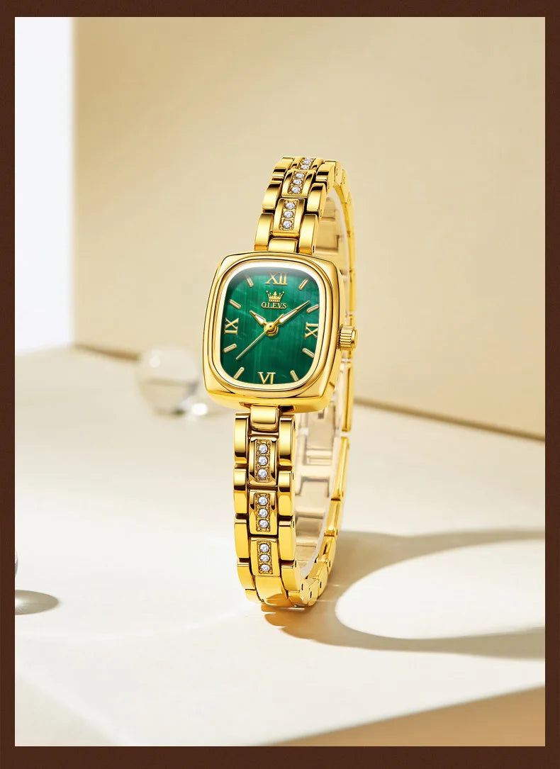 OLEVS Women's Luxury Square Bracelet Luminous Waterproof Quartz Dress Watch
