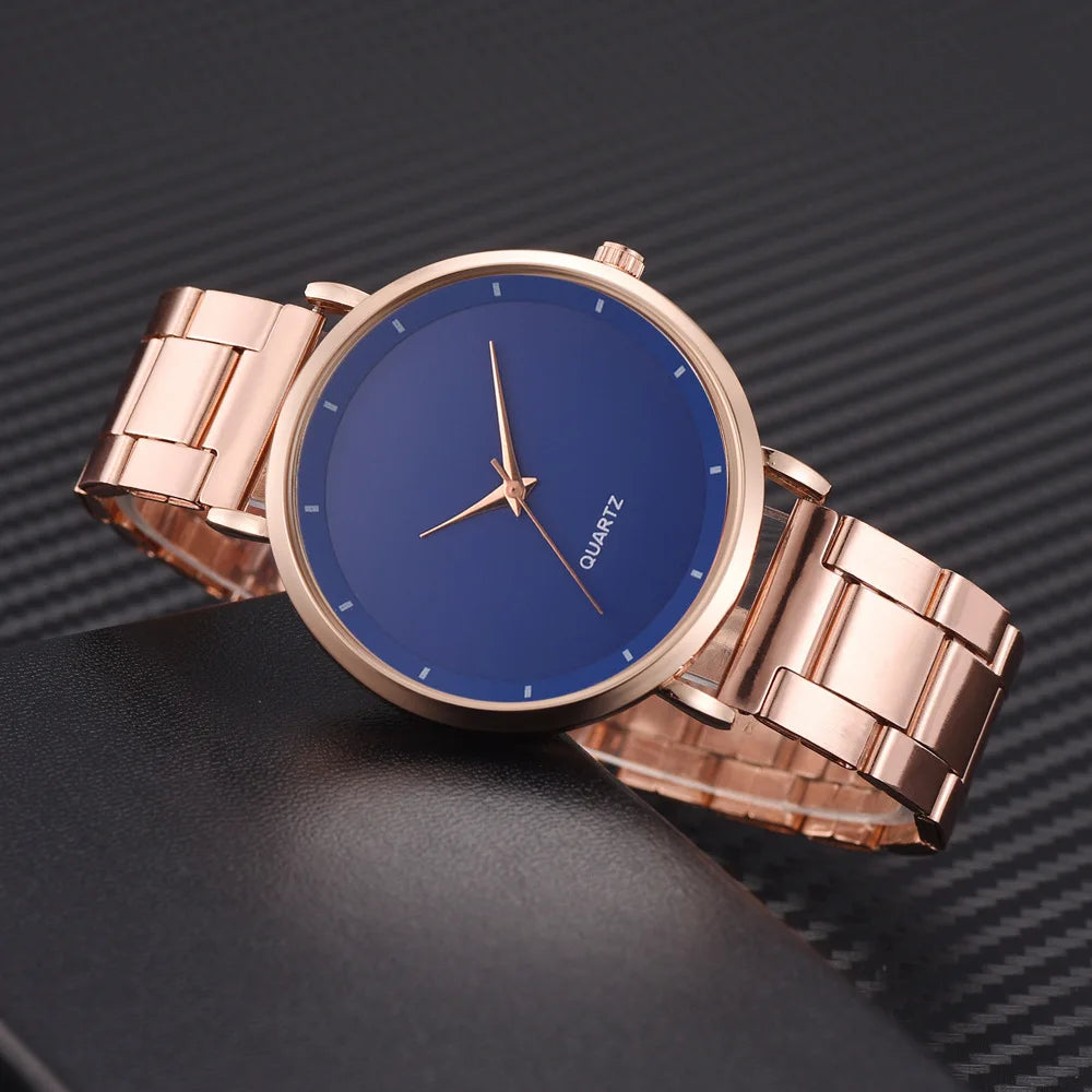 Women's Rose Gold Fashion Quartz Watch — Stainless Steel Business Wristwatch