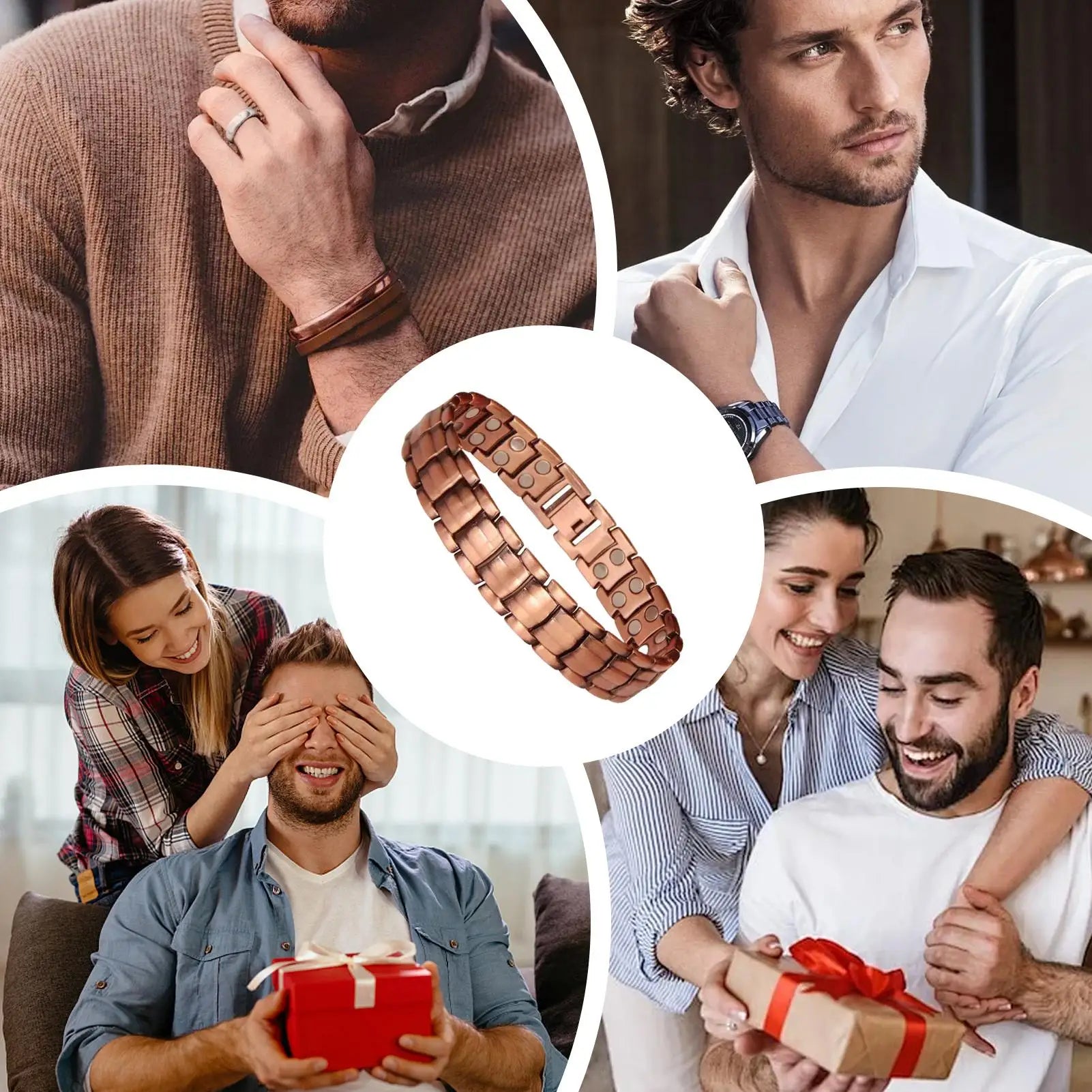 Men's Magnetic Copper Bracelet — Tin Gold Adjustable Sports & Outdoor Jewellery (21 cm)