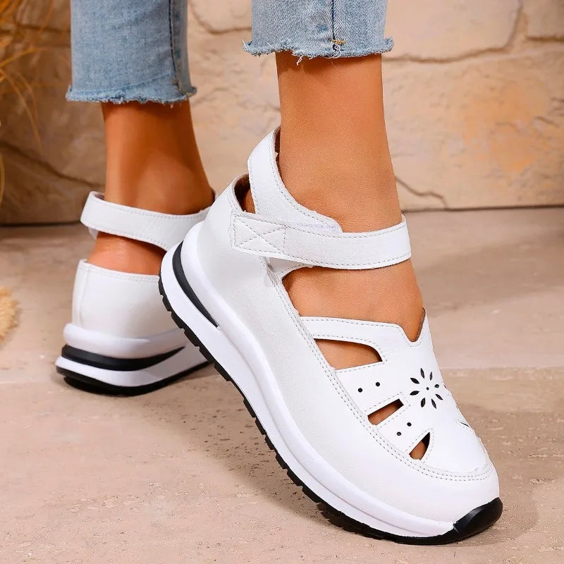 Women's Closed Toe Wedge Sandals — Buckle Strap Office & Career Summer Shoes