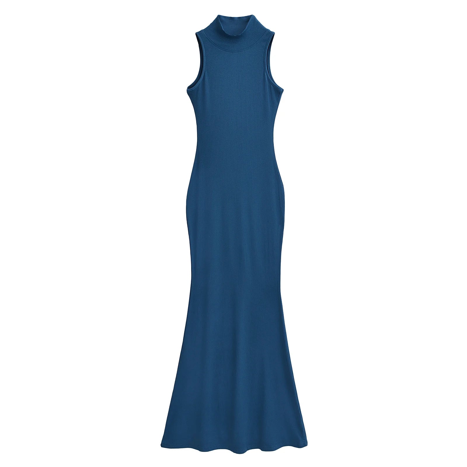 Women's Turtleneck Knit Bodycon Ankle-Length Maxi Dress