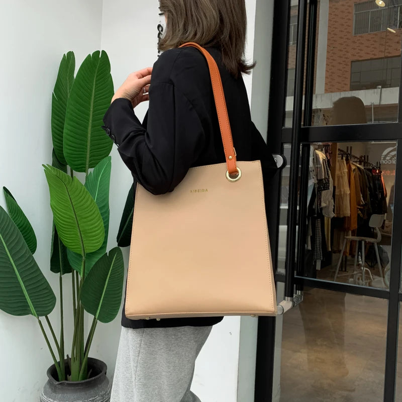Women's Large Designer Tote Handbag — PU Leather Top Handle Shoulder Bag
