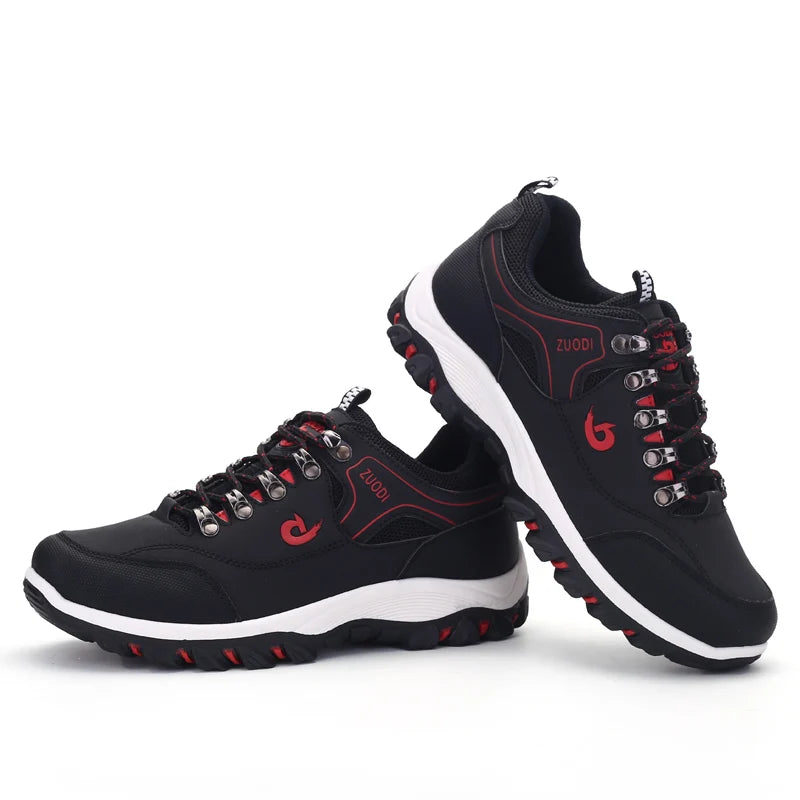 Men's Leather Casual Sport Sneakers — Lightweight Walking Shoes