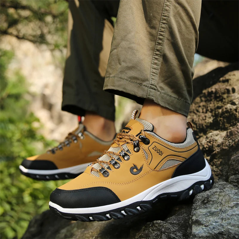 Men's Leather Casual Sport Sneakers — Lightweight Walking Shoes