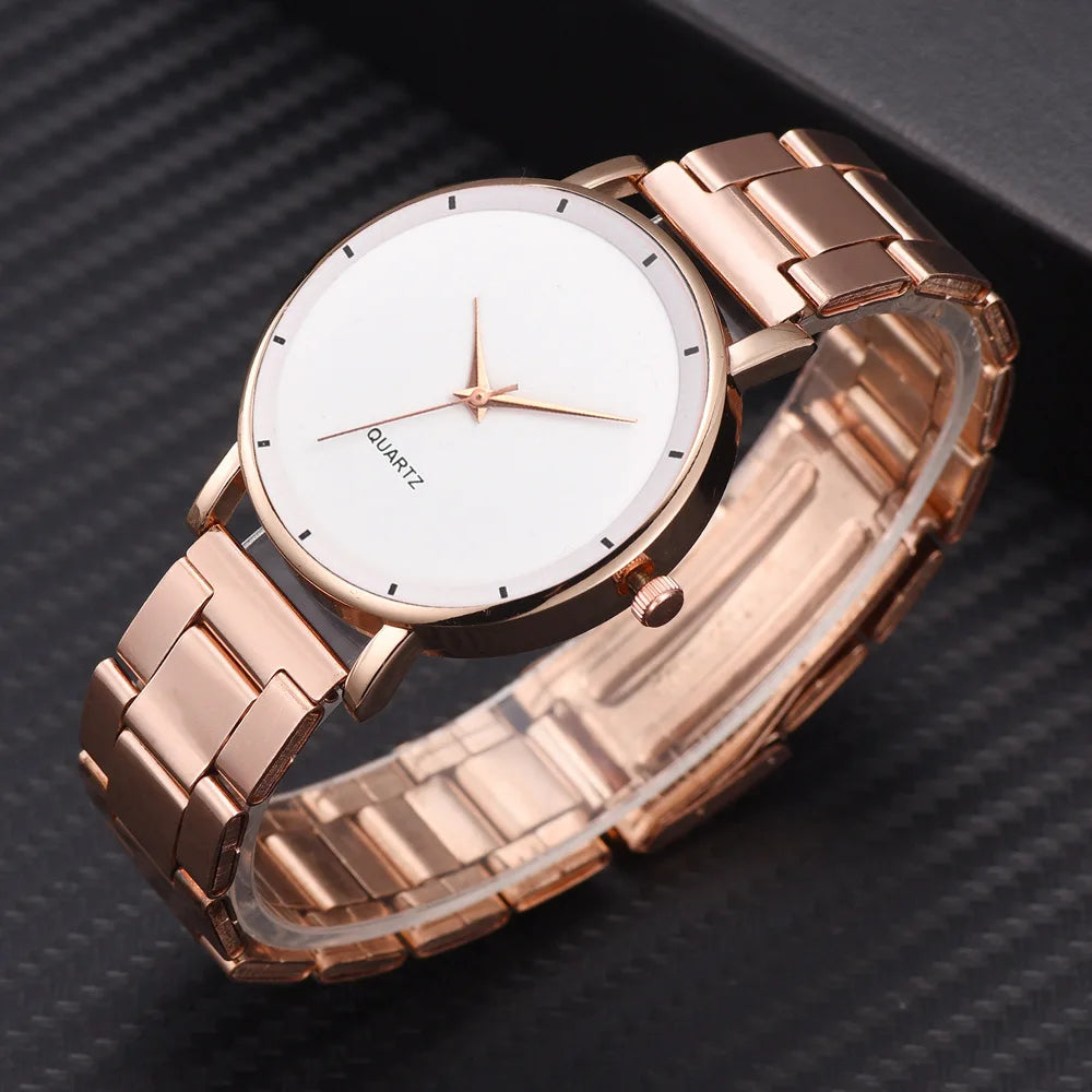Women's Rose Gold Fashion Quartz Watch — Stainless Steel Business Wristwatch