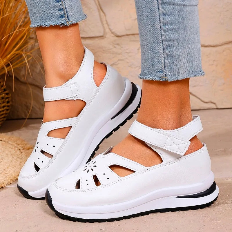 Women's Closed Toe Wedge Sandals — Buckle Strap Office & Career Summer Shoes