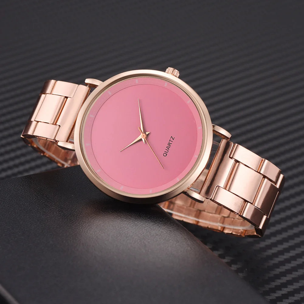 Women's Rose Gold Fashion Quartz Watch — Stainless Steel Business Wristwatch