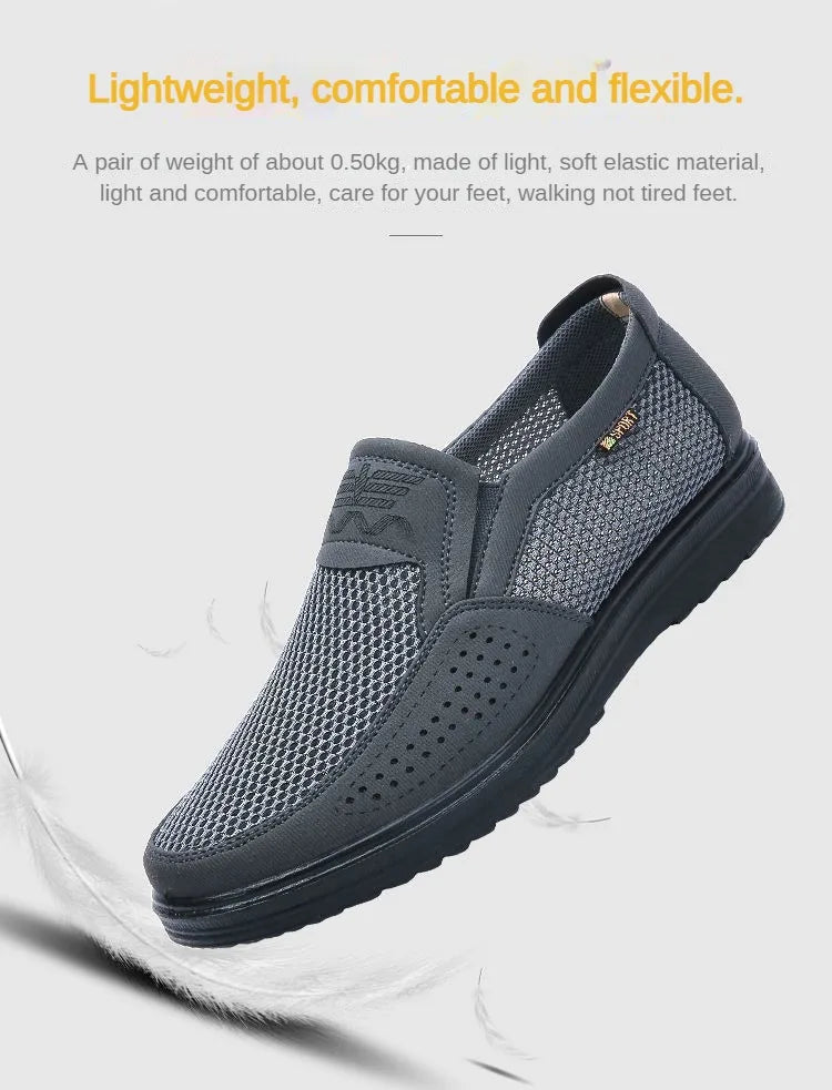 Men's Breathable Mesh Chunky Sole Sneakers — Lightweight Slip-On