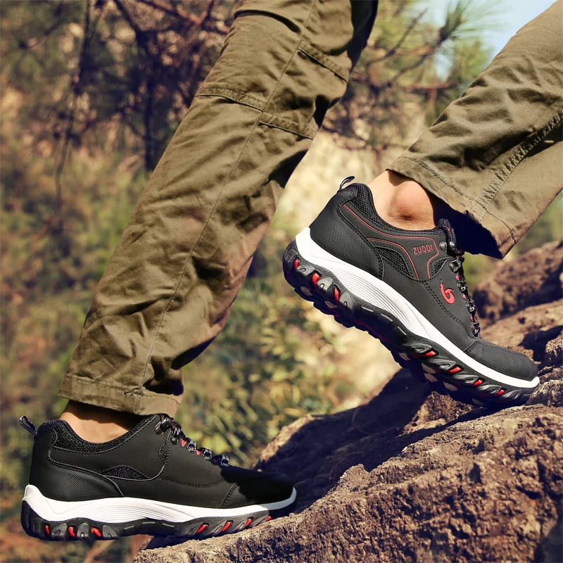 Men's Leather Casual Sport Sneakers — Lightweight Walking Shoes