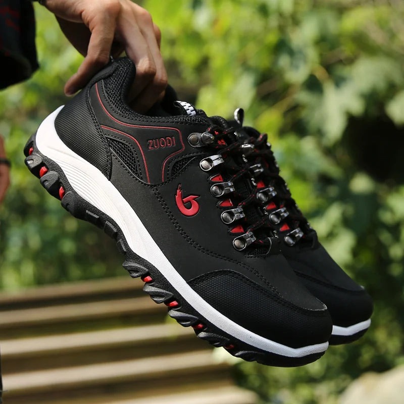 Men's Leather Casual Sport Sneakers — Lightweight Walking Shoes