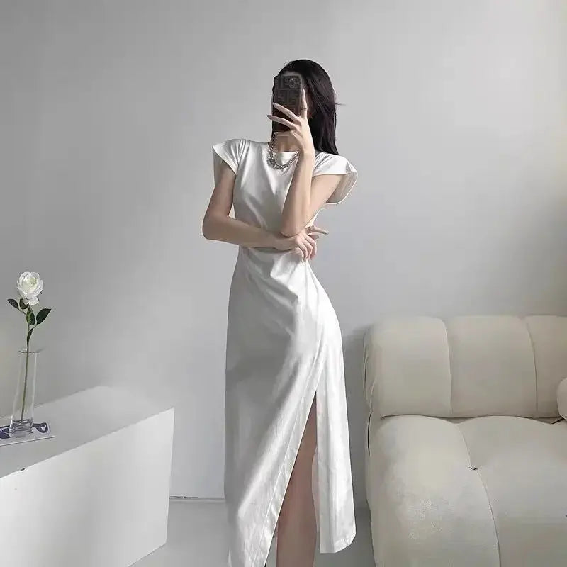 TrenLux Wear Women's Cotton Y2K Asymmetrical Hem Casual Midi Dress The Glow Sanctuary