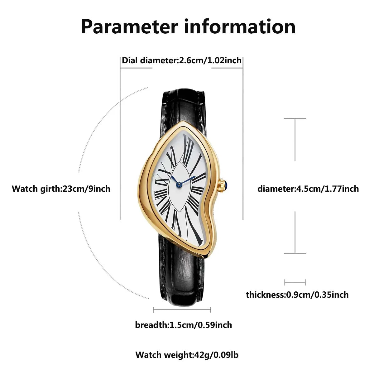 Women's Retro Y2K Irregular Creative Alloy Case Leather Strap Quartz Watch