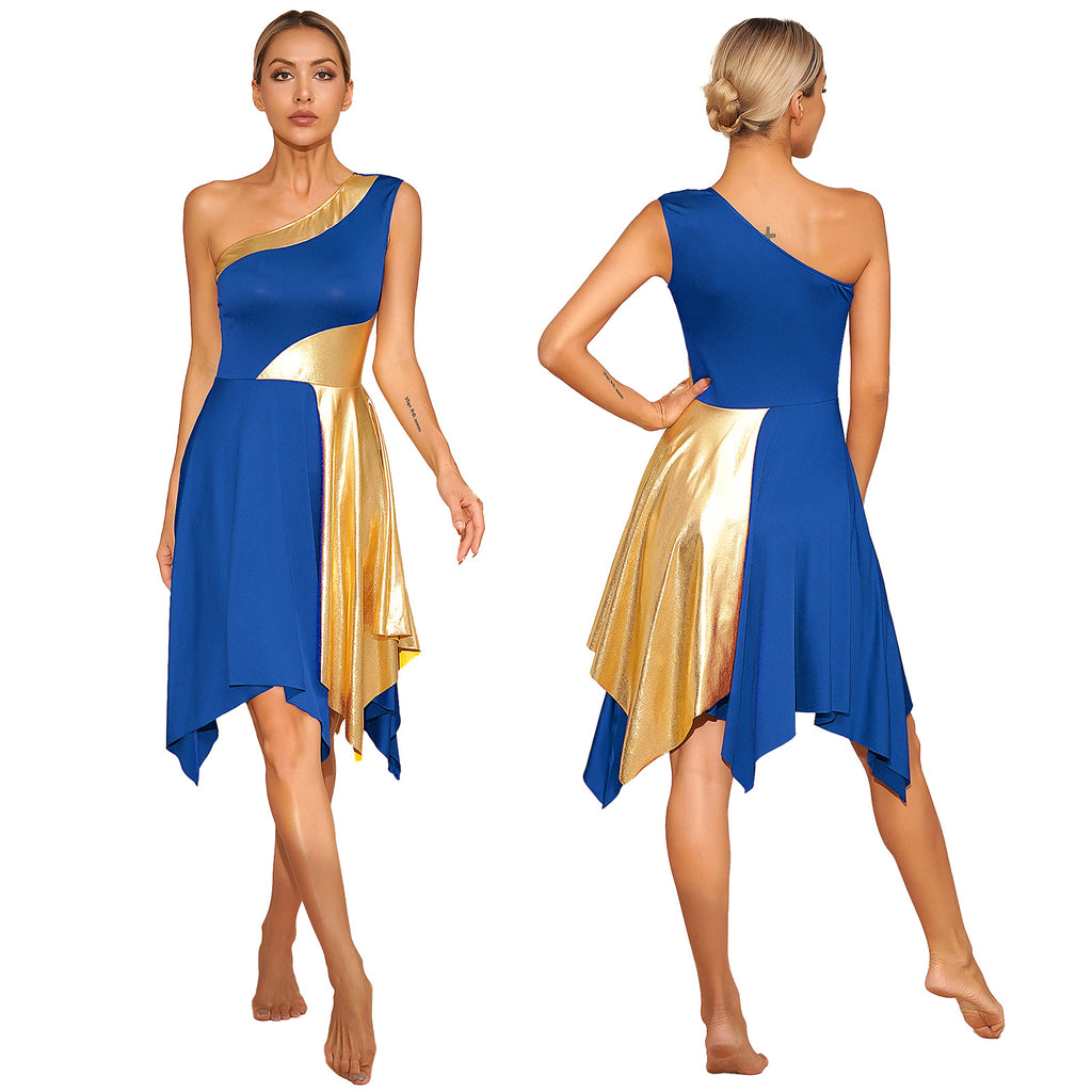 Women's One-Shoulder Lyrical Dance & Worship Performance Dress