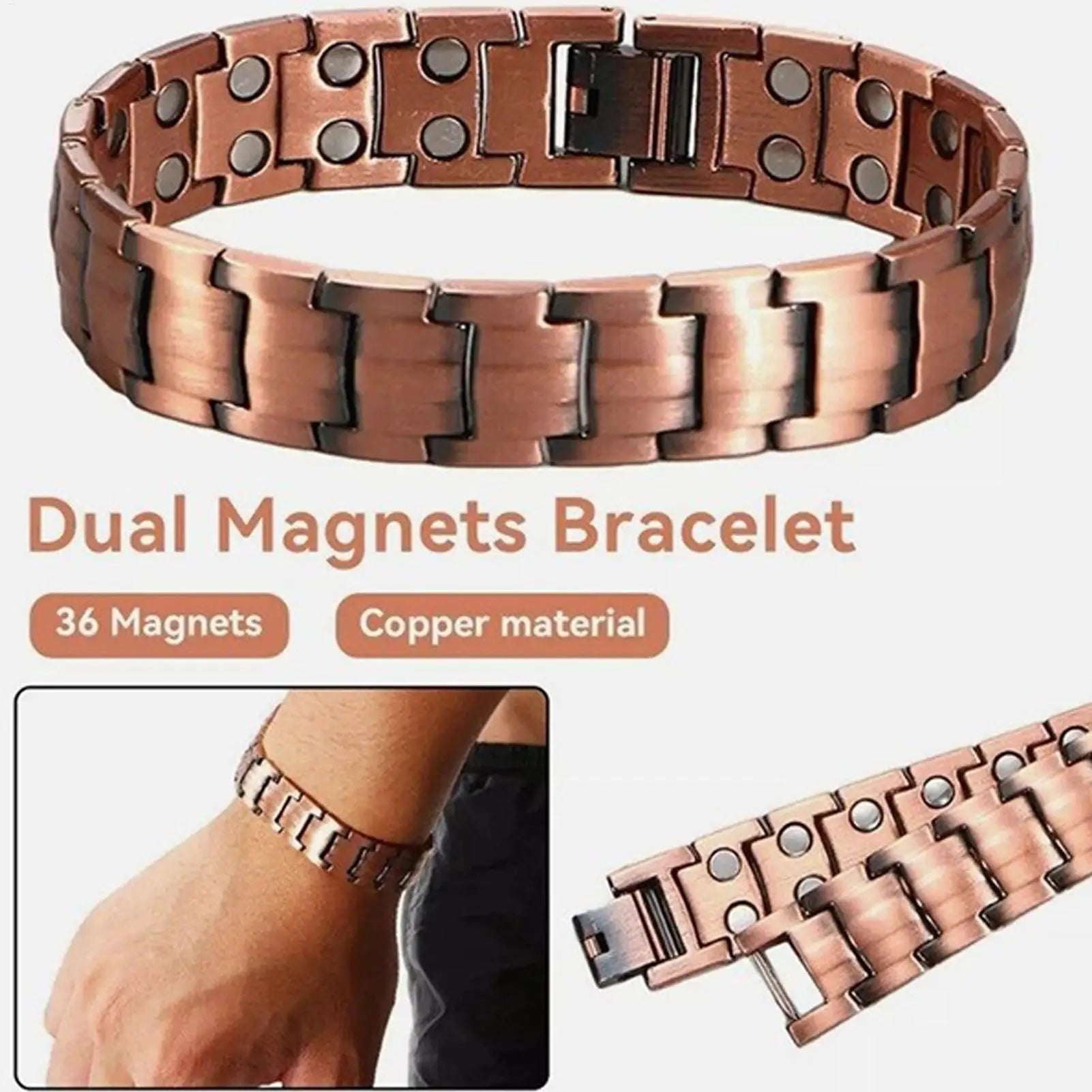Men's Magnetic Copper Bracelet — Tin Gold Adjustable Sports & Outdoor Jewellery (21 cm)