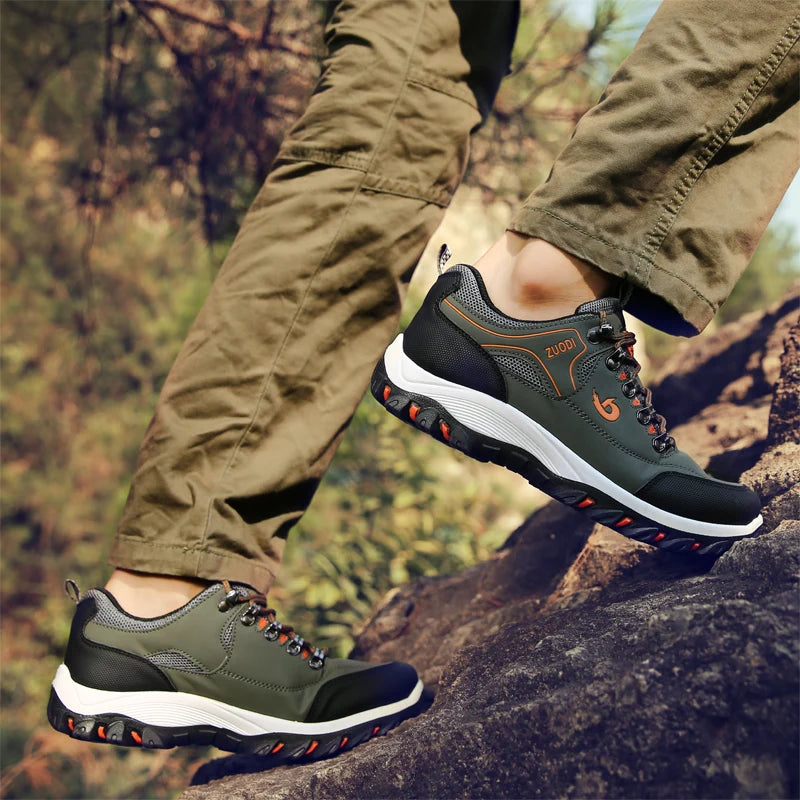 Men's Leather Casual Sport Sneakers — Lightweight Walking Shoes