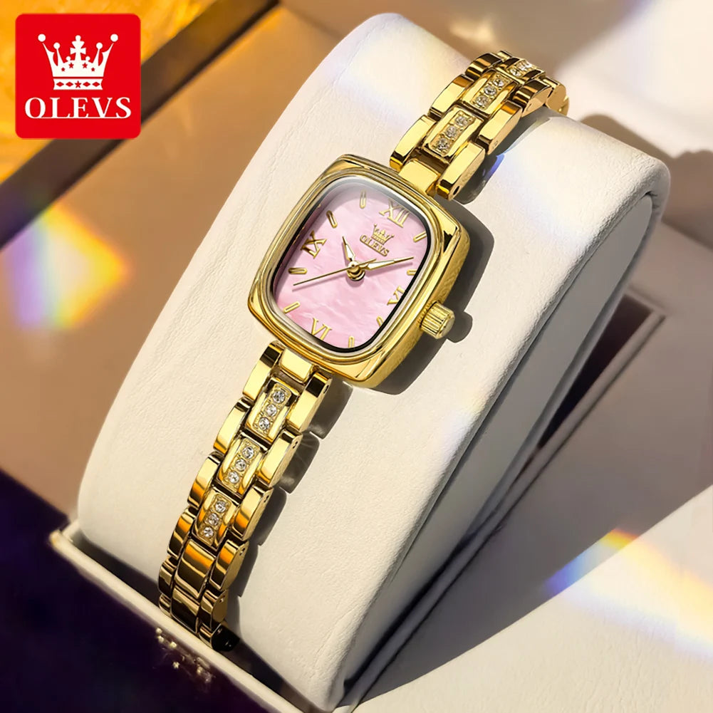 OLEVS Women's Luxury Square Bracelet Luminous Waterproof Quartz Dress Watch
