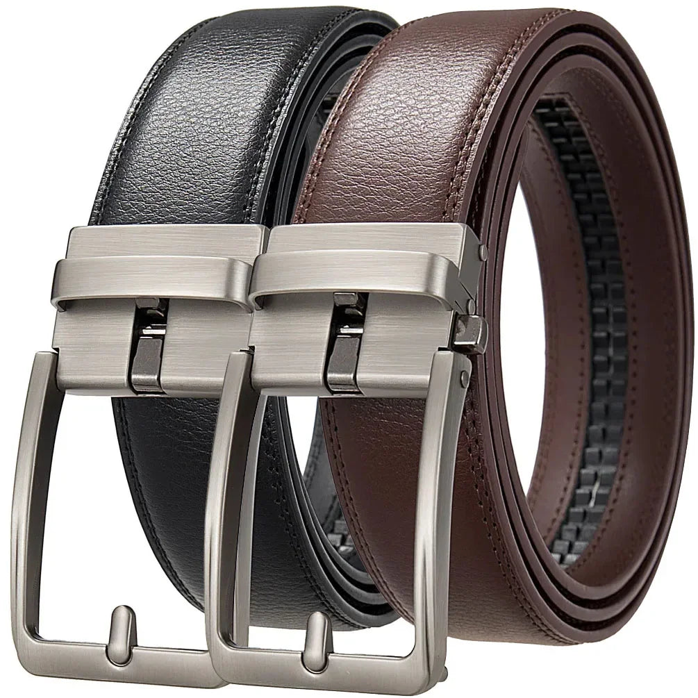Men's Genuine Leather Belt — Automatic Buckle Luxury Designer Jeans Waistband
