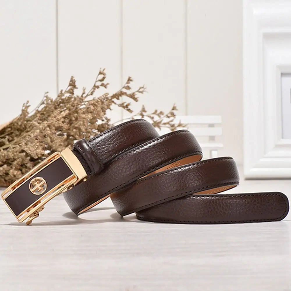 Women's Luxury Genuine Leather Belt — Automatic Buckle Waistband (105 cm)